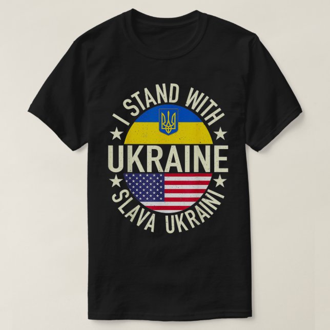 Support Ukraine I Stand With Ukraine Ukrainian US  T-Shirt (Design Front)
