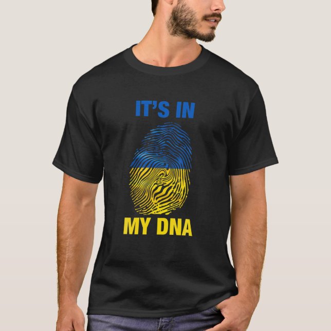 Support Ukraine It's In My DNA Ukrainian Flag T-Shirt (Front)