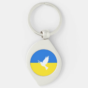 Support Ukraine Keychain Peace Dove Ukrainian Flag