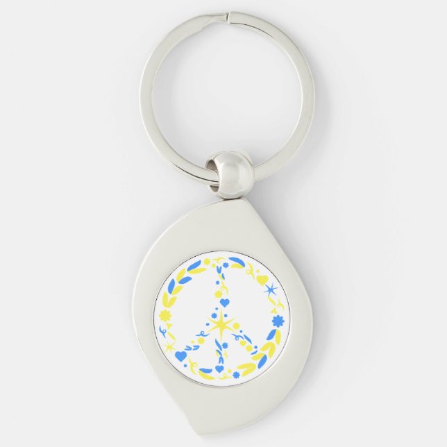 Support Ukraine Keychain Peace Symbol (Front)