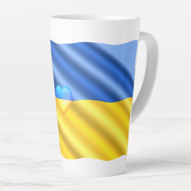 Support Ukraine Latte Mug Ukrainian Flag (Right Angle)
