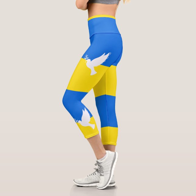 Support Ukraine Leggings Peace Dove Ukrainian Flag (Left)