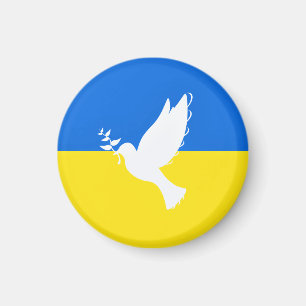 Support Ukraine Magnet Peace Dove Ukrainian Flag