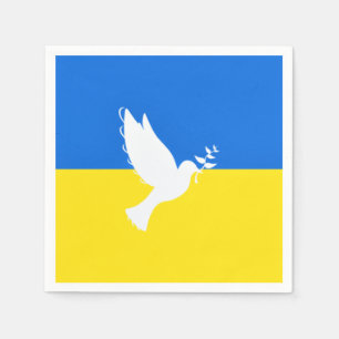 Support Ukraine Napkins Peace Dove Ukrainian Flag