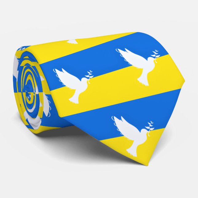 Support Ukraine Neck Tie Peace Dove Ukrainian Flag (Rolled)