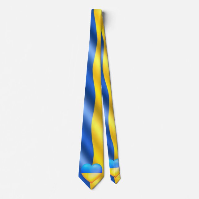 Support Ukraine Neck Tie Ukrainian Flag Heart (Front)