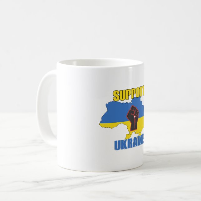 Support Ukraine - Peace & Love for Ukraine Coffee Mug (Front Left)