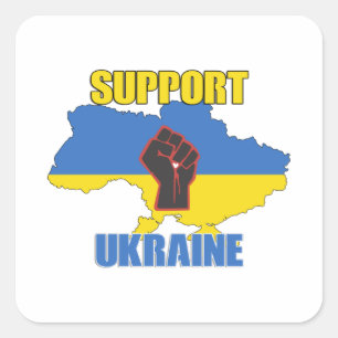 Support Ukraine - Peace & Love for Ukraine Square Sticker