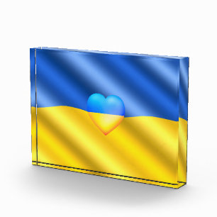 Support Ukraine Photo Block Ukrainian Flag Heart