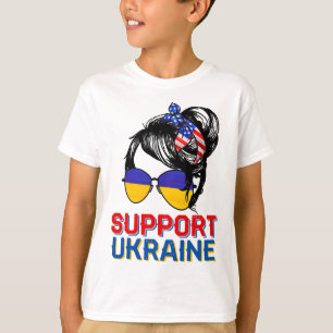 Support Ukraine Shirt Woman Flag American Ukrainia
