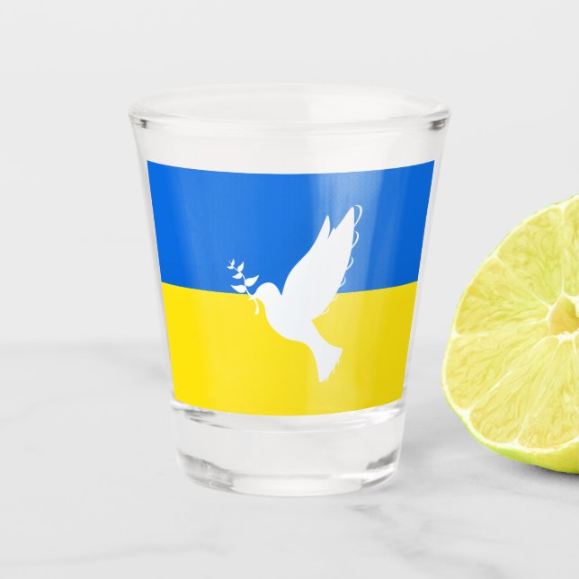 Support Ukraine Shot Glass Peace Dove - Freedom (Front)
