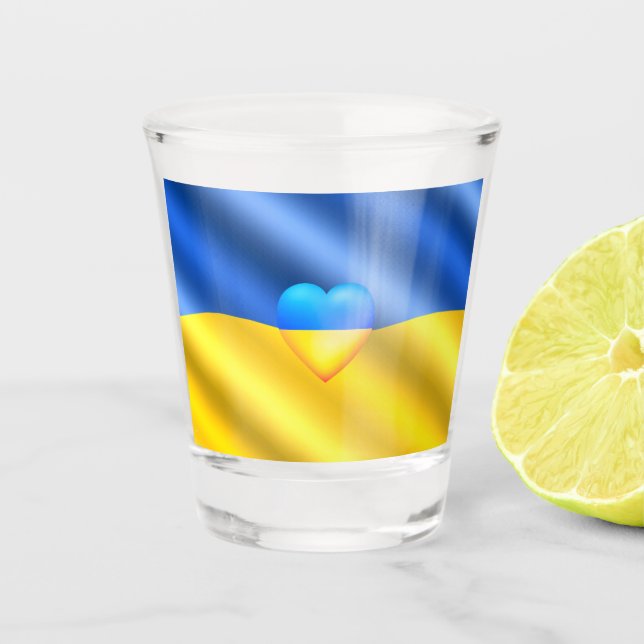 Support Ukraine Shot Glass Ukrainian Flag Freedom (Front)