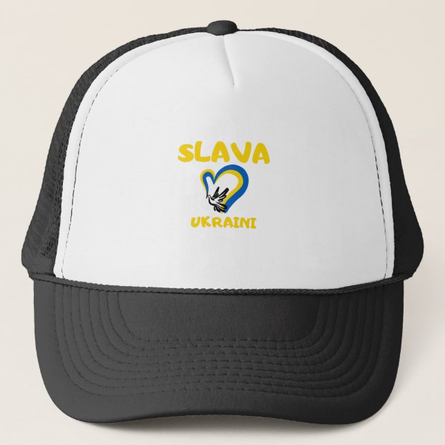 Support Ukraine Slava Ukraini Glory for Ukraine Trucker Hat (Front)