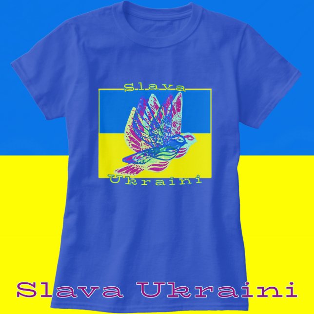 Support Ukraine Slava Ukraini Peace Doves T-Shirt (Glory to Ukraine Peace Dove shirt available with color choices.)