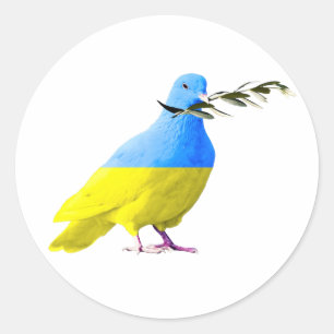 Support Ukraine Sticker Peace Dove Ukrainian Flag
