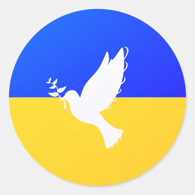 Support Ukraine Stickers Peace Dove Ukrainian Flag (Front)