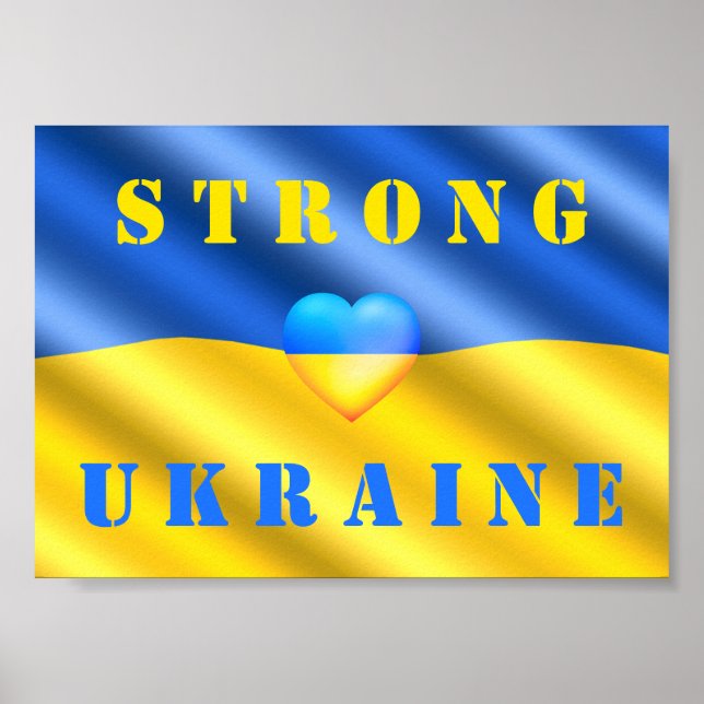 Support Ukraine - Strong - Flag - Freedom - Peace  Poster (Front)