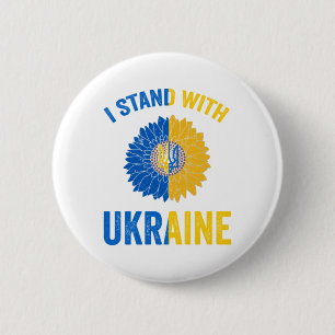 Support Ukraine Sunflower Ukrainian Flag Heart 6 Cm Round Badge