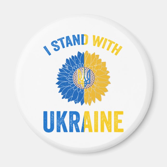 Support Ukraine Sunflower Ukrainian Flag Heart Magnet (Front)