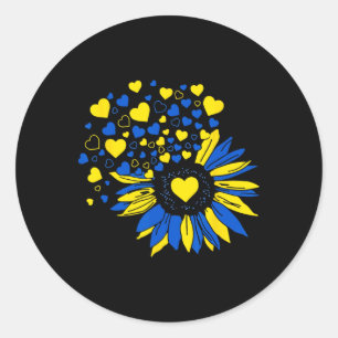 Support Ukraine Sunflower Ukrainian Flag Heart Men Classic Round Sticker