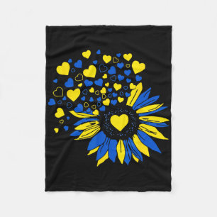 Support Ukraine Sunflower Ukrainian Flag Heart Men Fleece Blanket
