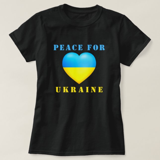 Support Ukraine T-Shirt Peace Ukrainian Flag Heart (Design Front)