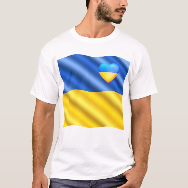 Support Ukraine T-Shirt Ukrainian Flag Heart (Front)