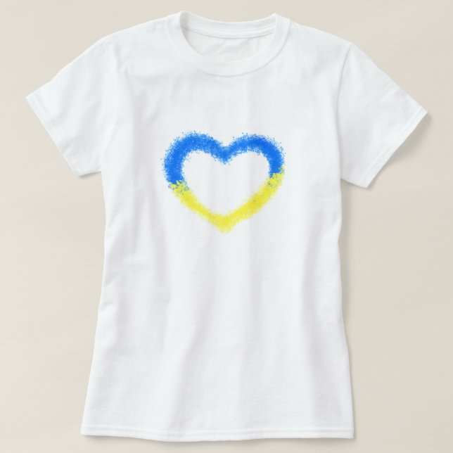 Support Ukraine -T-Shirt Ukrainian Flag Heart T-Shirt (Design Front)