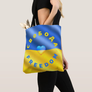 Support Ukraine Tote Bag Freedom Ukrainian Flag