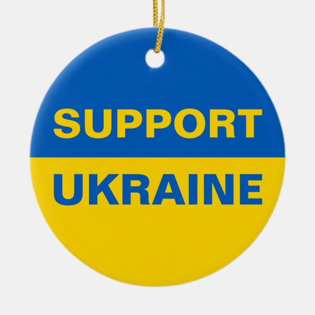 Support Ukraine Ukrainian Flag Ceramic Tree Decoration (Front)
