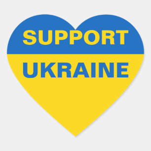 Support Ukraine Ukrainian Flag Heart Sticker