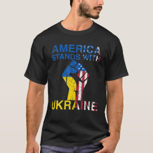 Support Ukraine USA Flag Ukrainian Flag Stand With T-Shirt