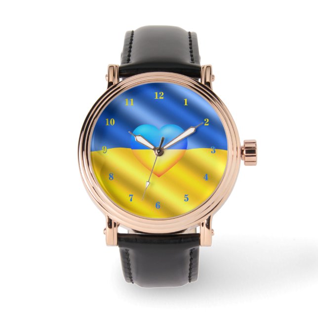 Support Ukraine Watch Ukrainian Flag Heart (Front)