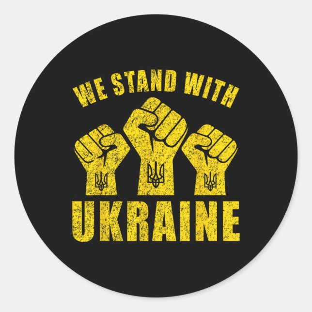 Support Ukraine - We Stand With Ukraine  Classic Round Sticker (Front)