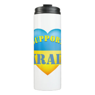 Support Ukraine Yellow and Blue Heart Thermal Tumbler