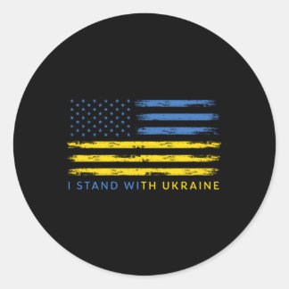 Support Ukrainian American Flag I Stand With Ukrai Classic Round Sticker