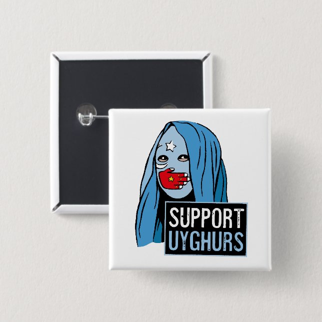 Support Uyghurs 15 Cm Square Badge (Front & Back)