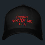 Support VNVLV MC USA Embroidered Hat<br><div class="desc">Black support hat with red letter ing "Support VNVLV MC USA".</div>