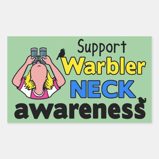 Support Warbler Neck Awareness Rectangular Sticker (Front)