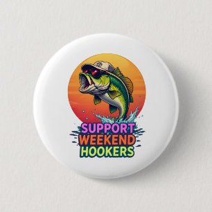 Support Weekend S – Funny Fishing Cartoon Design S 6 Cm Round Badge