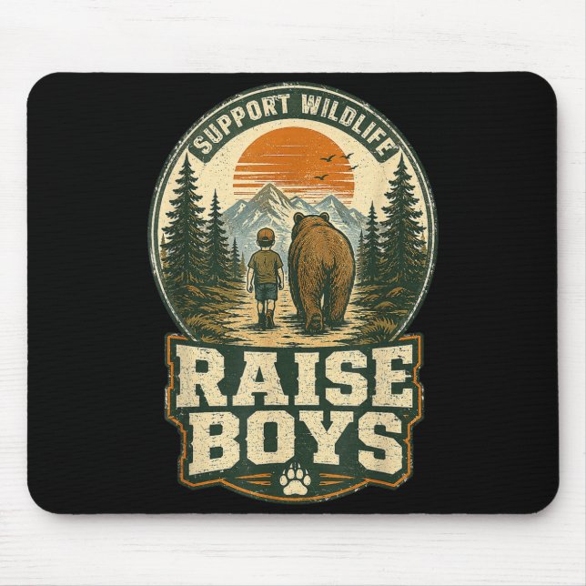 Support wildlife raise boys mum bear boy adventure mouse mat (Front)