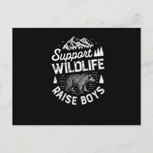 Support Wildlife Raise Boys T shirt Mum Dad Mother Announcement Postcard