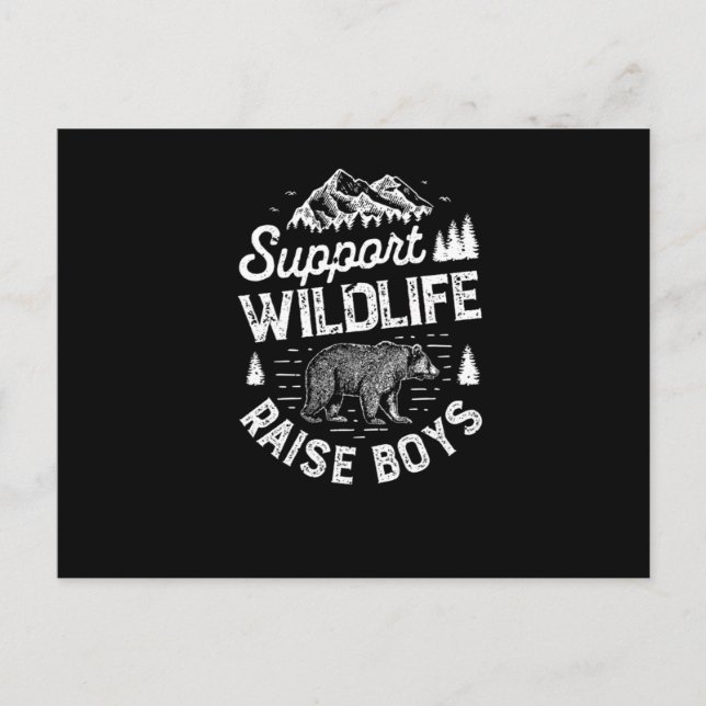 Support Wildlife Raise Boys T shirt Mum Dad Mother Announcement Postcard (Front)