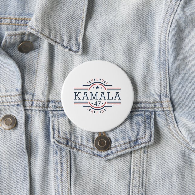 Support with a Kamala Harris campaign button (In Situ)