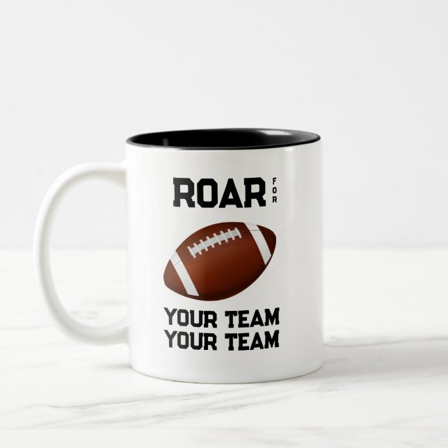 Support Your Football Team And Roar Two-Tone Coffee Mug (Left)