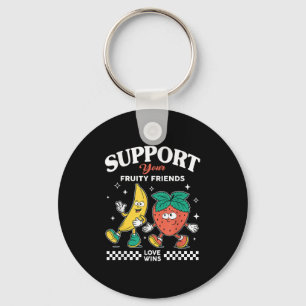Support Your Fruity Friends Love Win Strawberry Ba Key Ring