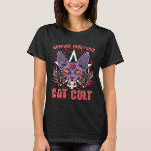 Support Your Local Cat Cult Baphomet Gothic Occult T-Shirt