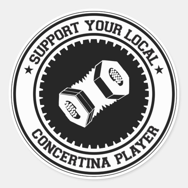 Support Your Local Concertina Player Classic Round Sticker (Front)