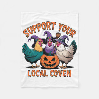 Support Your Local Coven Funny Halloween Witch Chi Fleece Blanket