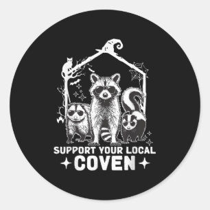 Support Your Local Coven Racoon Opossum Skunk Hal Classic Round Sticker